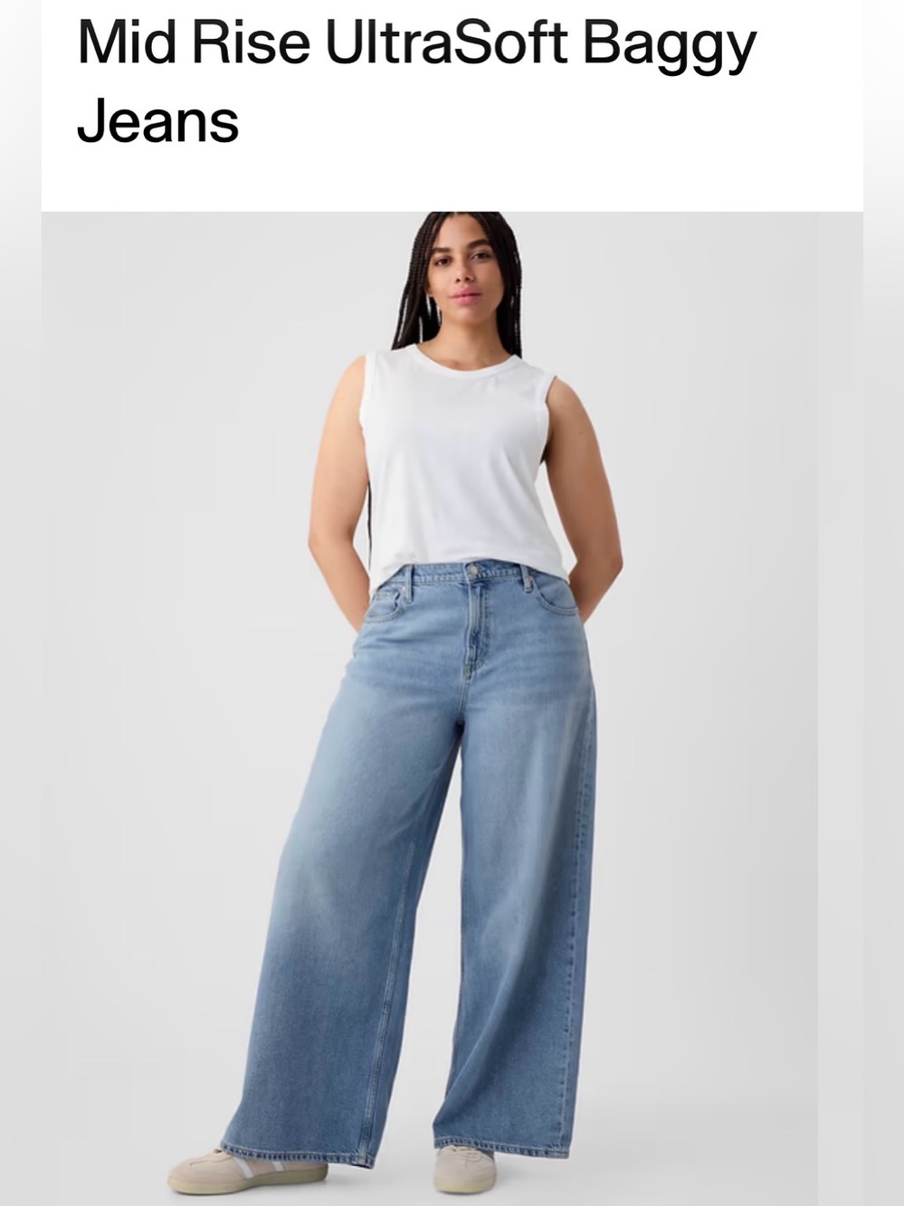 Gap NWT Mid Rise UltraSoft Baggy Jeans Denim - Light Blue Size XXL